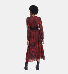 Long Printed Dress | Women | Red x Black