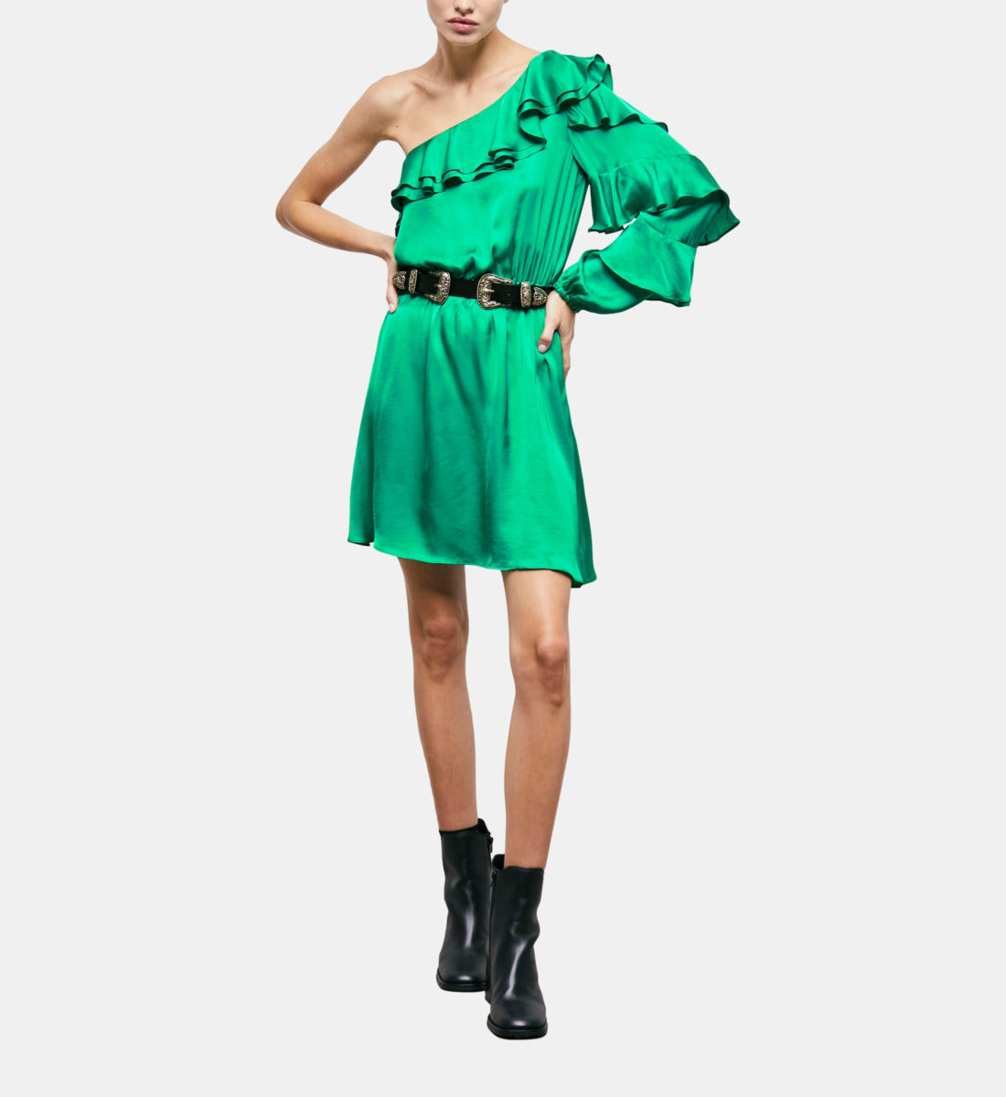 Short Asymmetric Dress | Women | Green