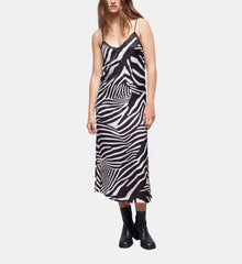 Printed Long Dress | Women | Black x White