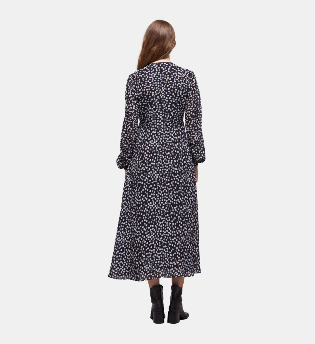 Printed Long Dress | Women | Black x White