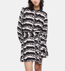 Short Dress With Printed Belt | Women | Black x White