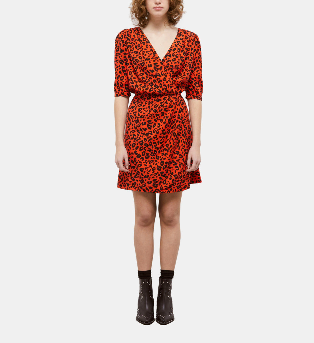 Leopard Print Short Dress | Women | Orange x Black