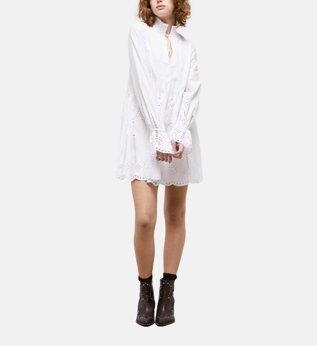 Short Dress With Broderie Anglaise | Women | White