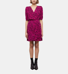 Short Printed Wrap Dress | Women | Pink Black