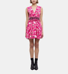 Short Printed Silk Dress | Women | Pink