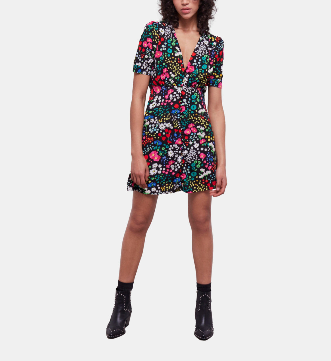 Short Printed Dress With Buttoning | Women | Multicolorlor