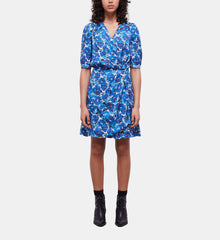 Short Printed Wrap Dress | Women | Blue White