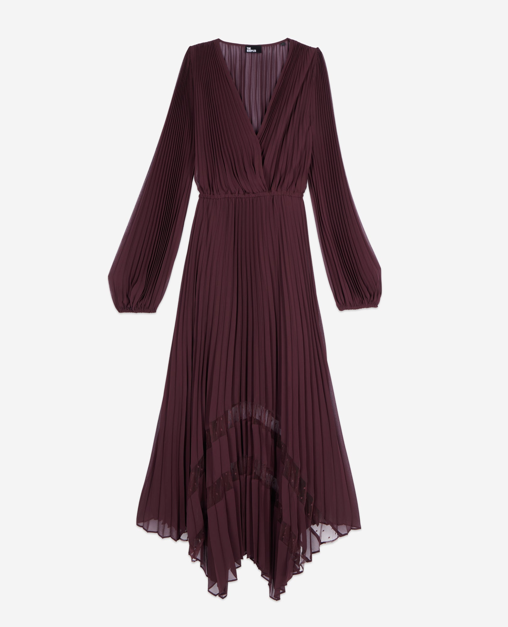 Long Pleated Dress | Women | Burgundy