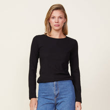 Needle Rib Long Sleeve Crew | Women | Black