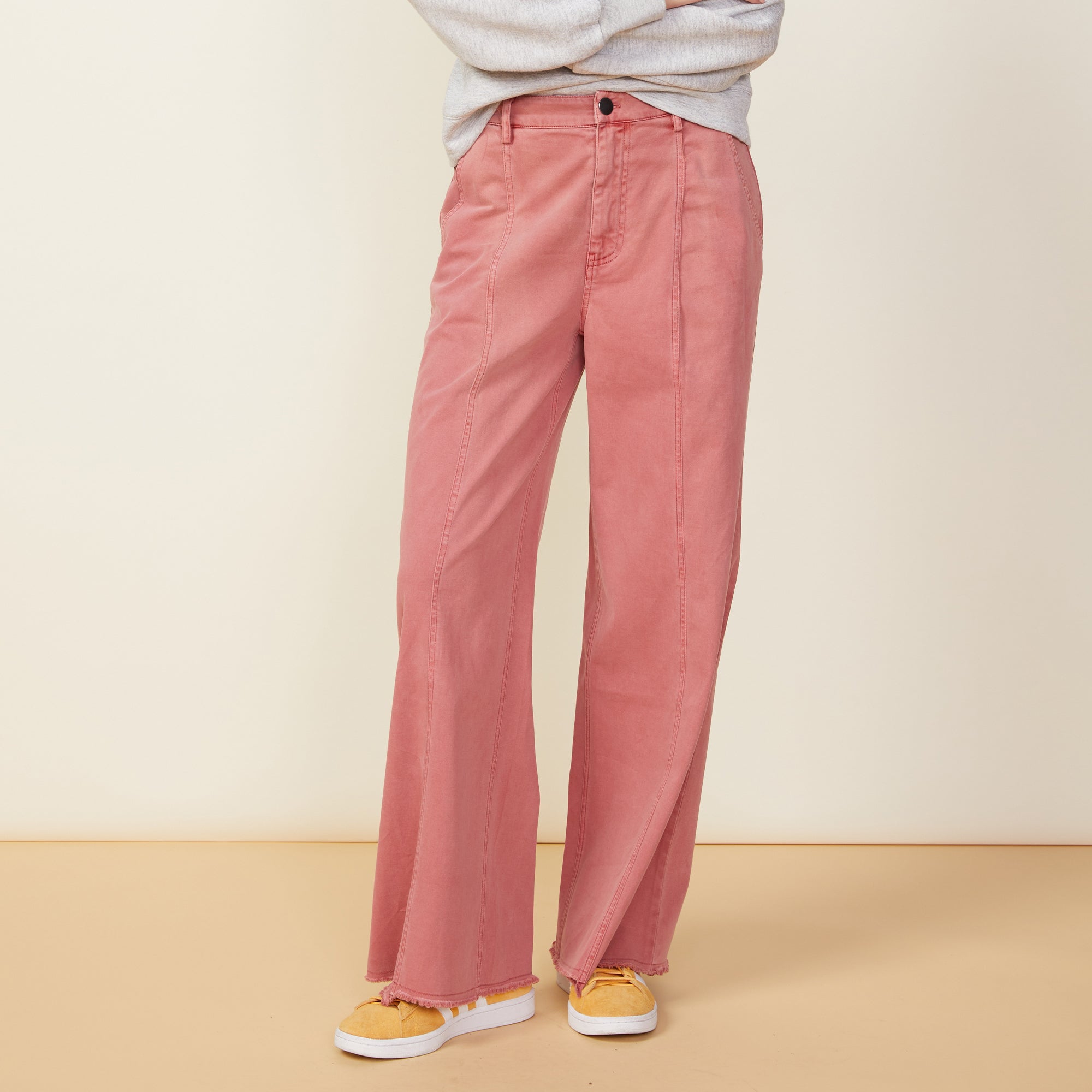 Wide Leg Seamed Pants | Women | Faded Rose