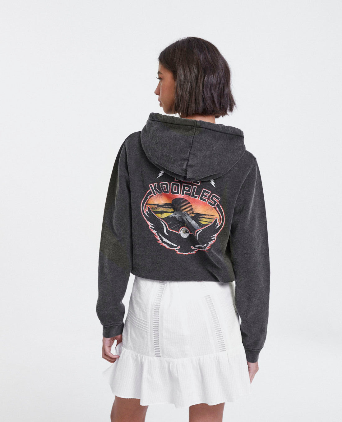 Printed Sweatshirt With Eagle And Logo | Women | Black Washed