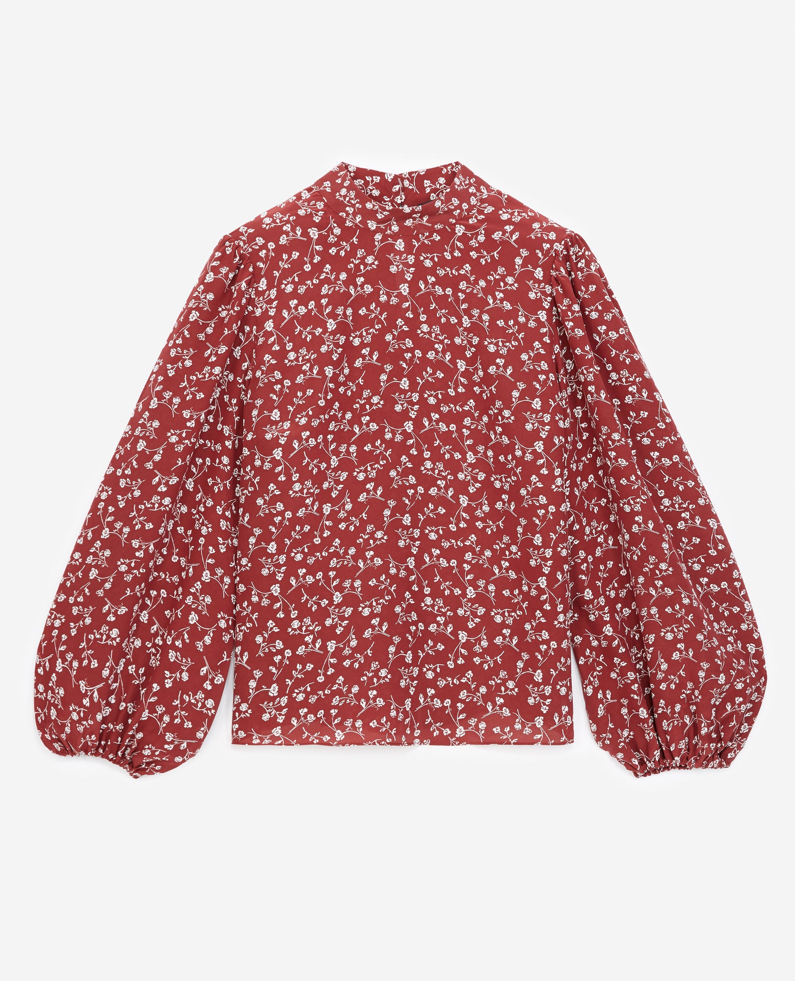 Flowing Top With Print And High Neck | Women | Burgundy