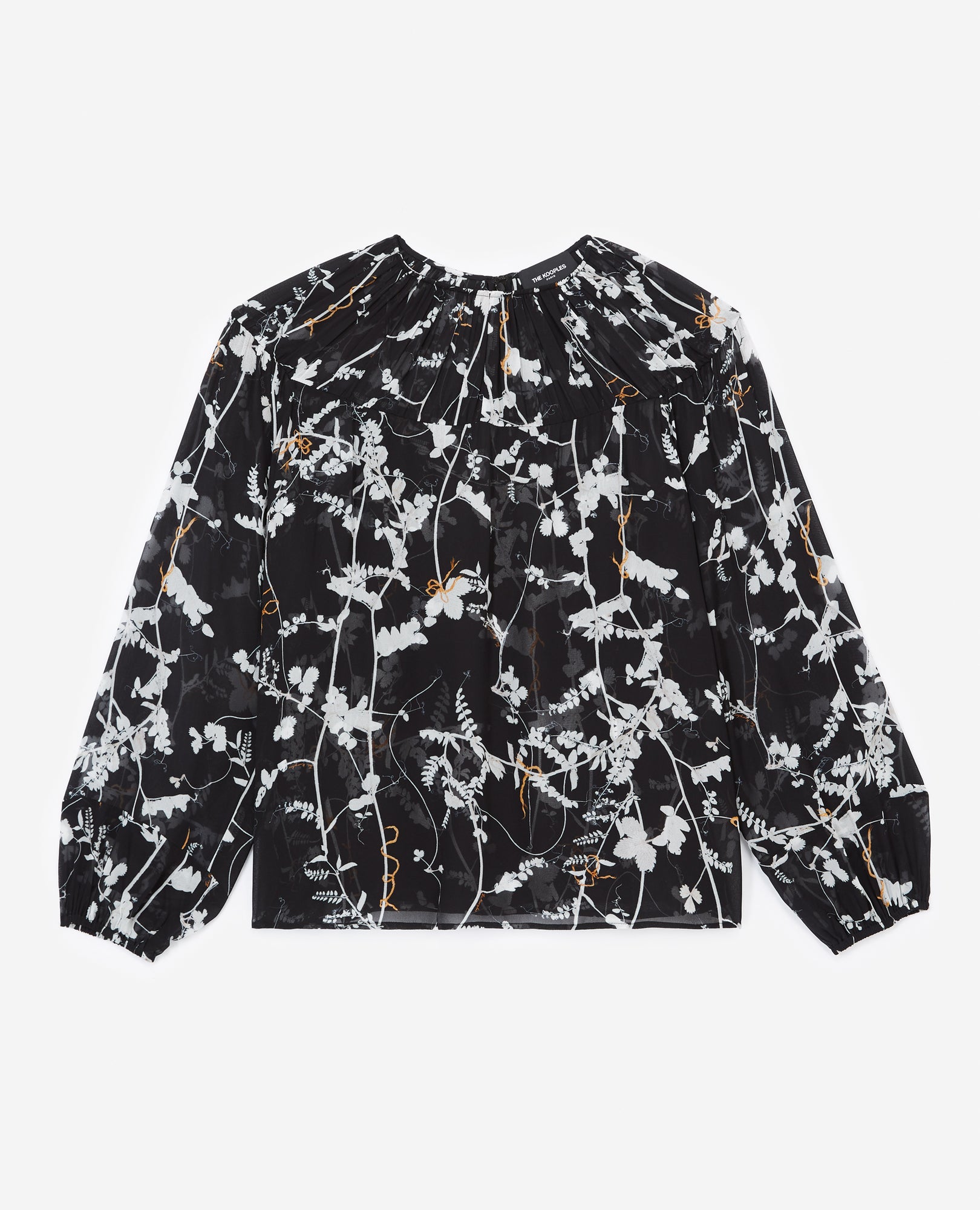 Flowing Top With Gathers & Floral Print | Women | Black