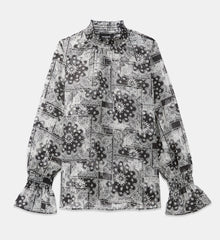 Printed Frilly Blouse | Women | Black