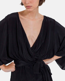 Kimono Top With Long Draped Sleeves | Women | Black