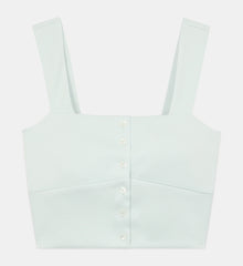 Short Light Satin Top With Buttoning | Women | Green Water