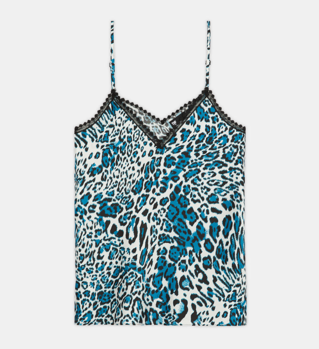 Printed Silk Camisole With Lace Details | Women | Blue White