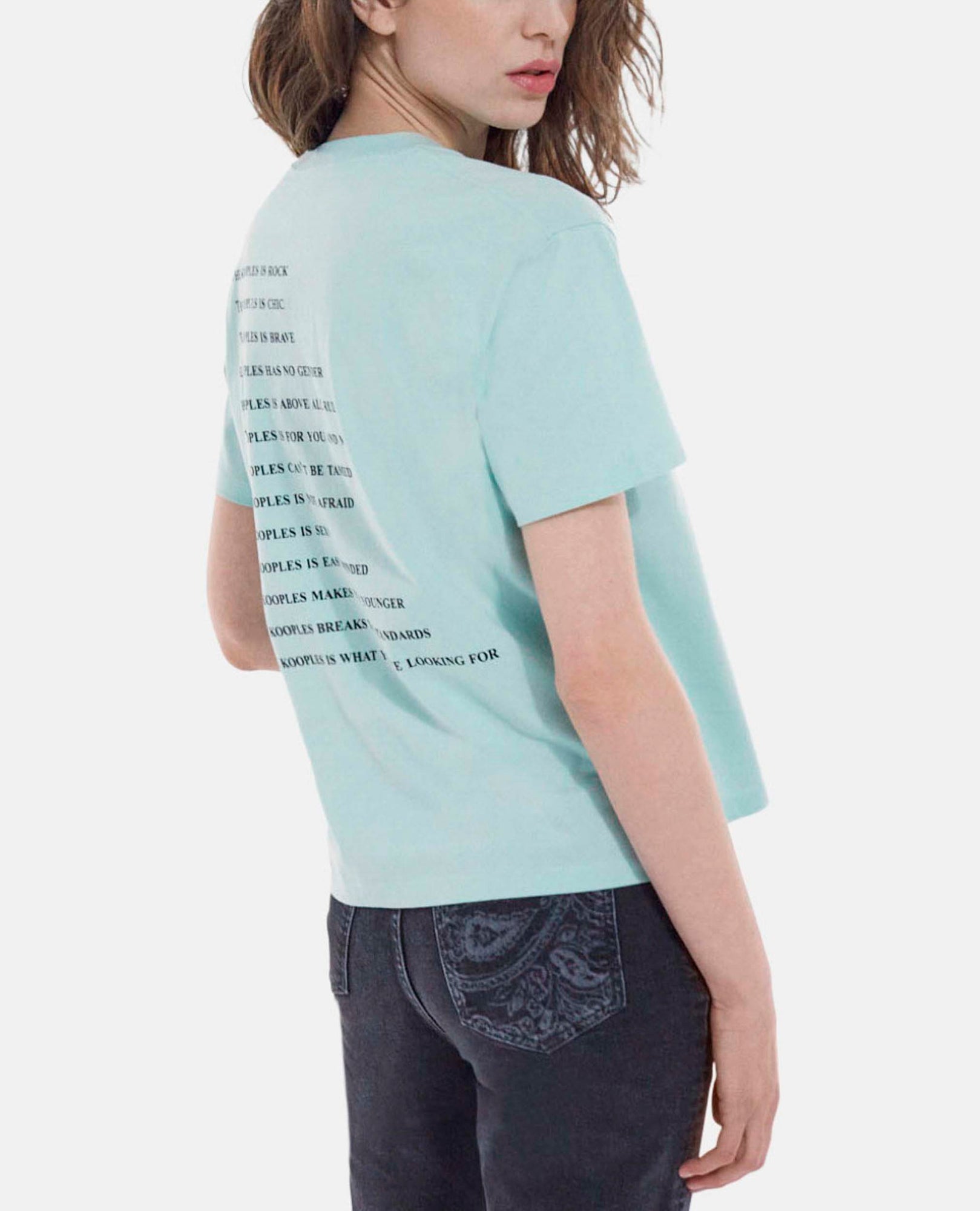 Light Green Cotton T-Shirt With Inverted Logo | Women | Gris Bleu