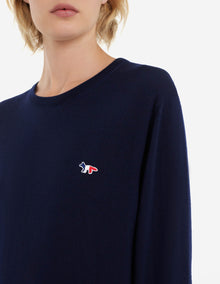 Unisex | Tricolor Fox Patch Classic R-Neck Wool Pullover | Navy