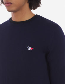 Unisex | Tricolor Fox Patch Classic R-Neck Wool Pullover | Navy