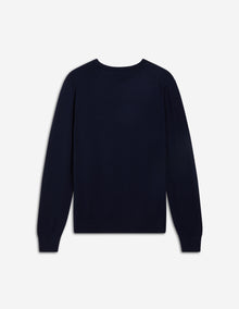 Unisex | Tricolor Fox Patch Classic R-Neck Wool Pullover | Navy