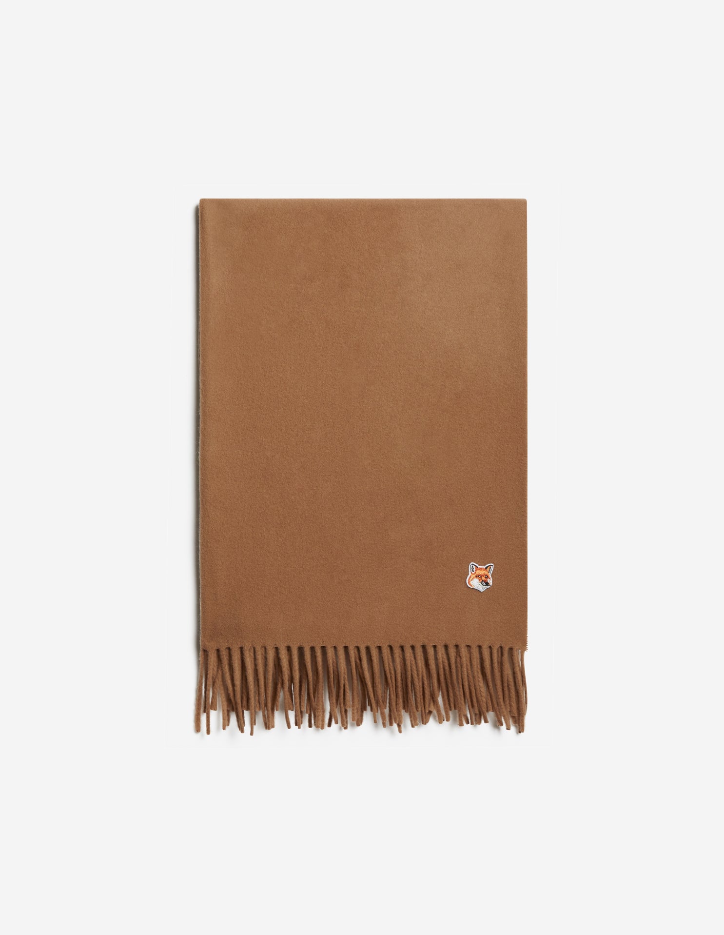 Unisex | Fox Head Patch Wool Scarf | Beige
