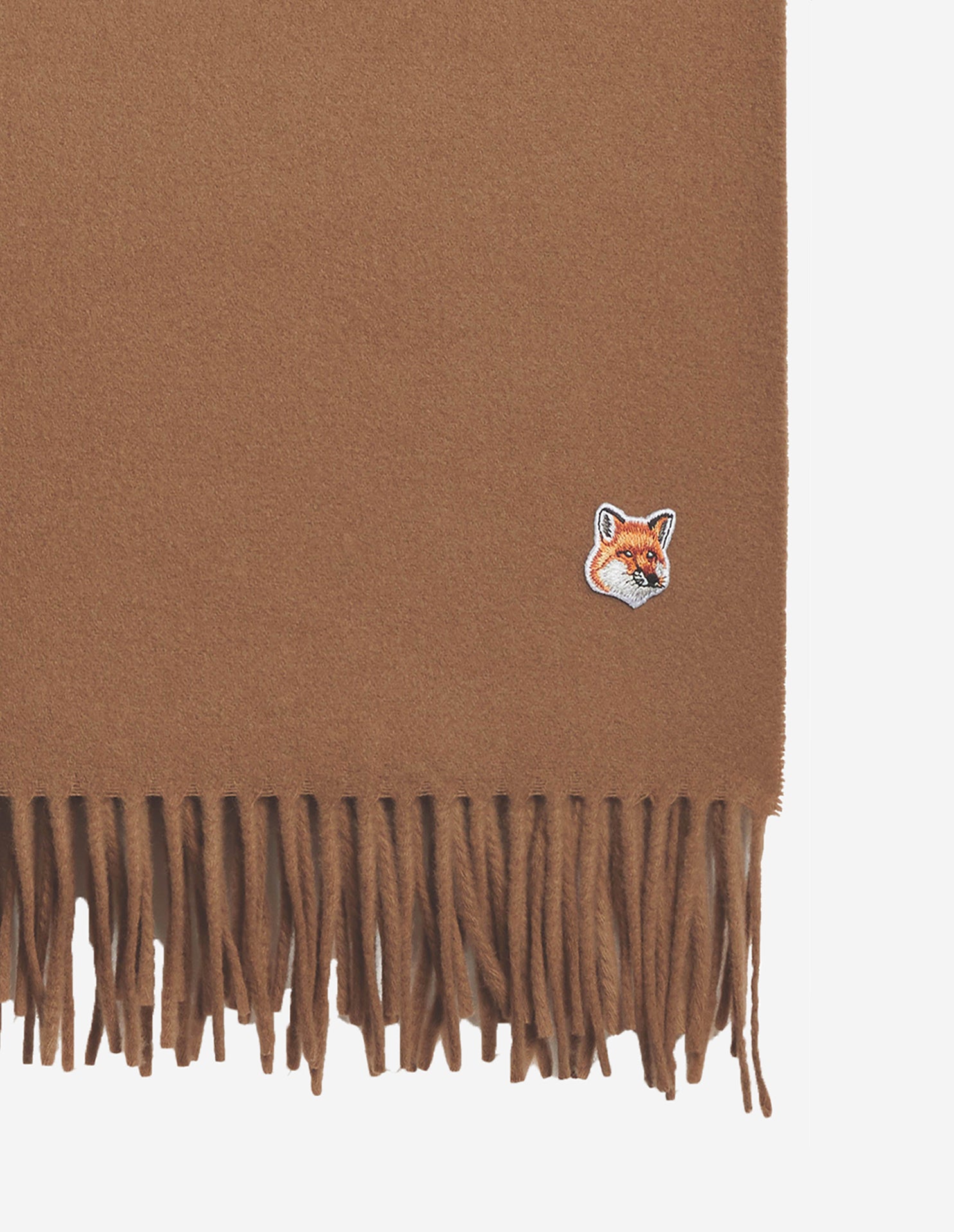 Unisex | Fox Head Patch Wool Scarf | Beige