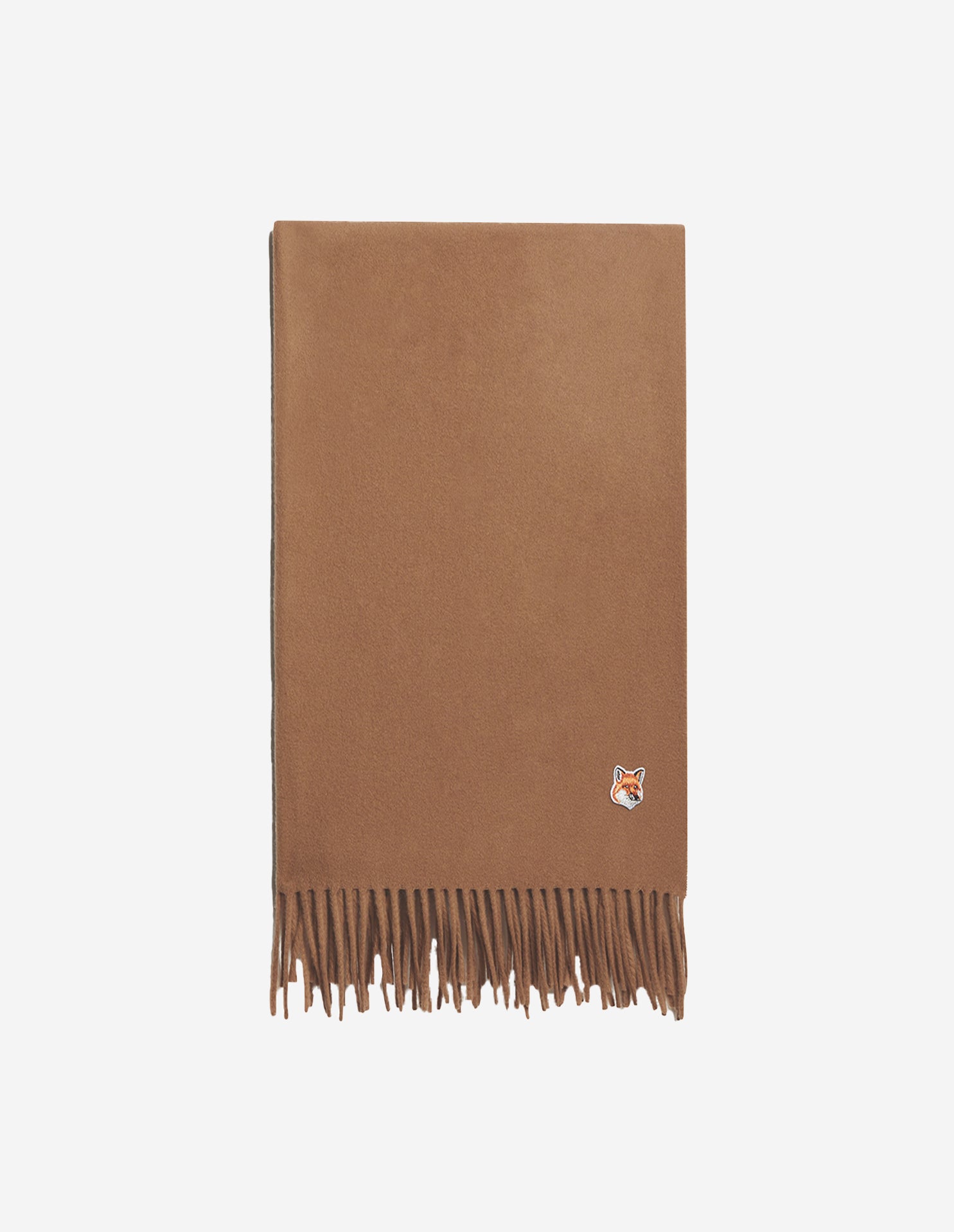 Unisex | Fox Head Patch Wool Scarf | Beige