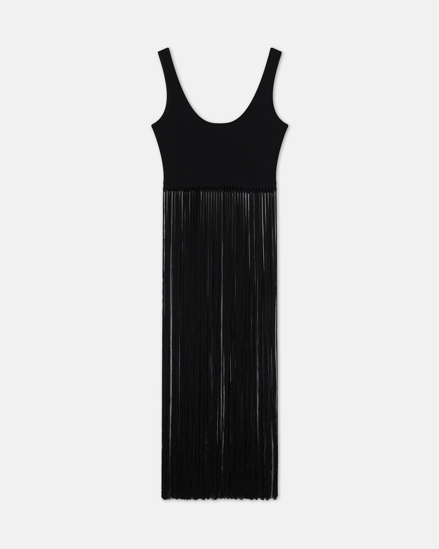 Womens | Fusca Fringed Mesh-Jersey Tank Top | Black