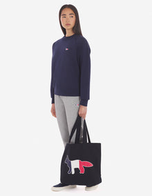 Womens | Tricolor Fox Patch Adjusted Cotton Sweatshirt | Navy