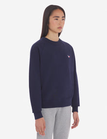 Womens | Tricolor Fox Patch Adjusted Cotton Sweatshirt | Navy