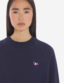Womens | Tricolor Fox Patch Adjusted Cotton Sweatshirt | Navy