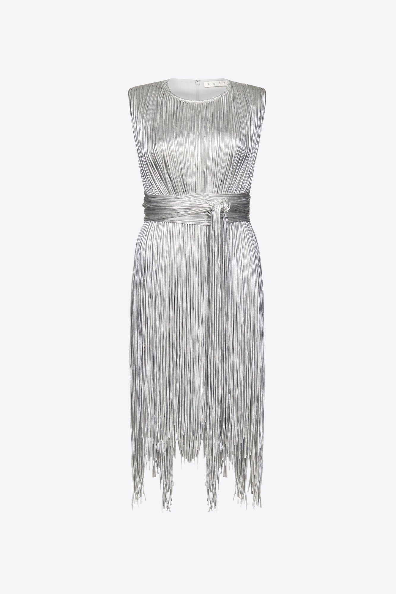 Metallic Fringe Mini Dress | Silver