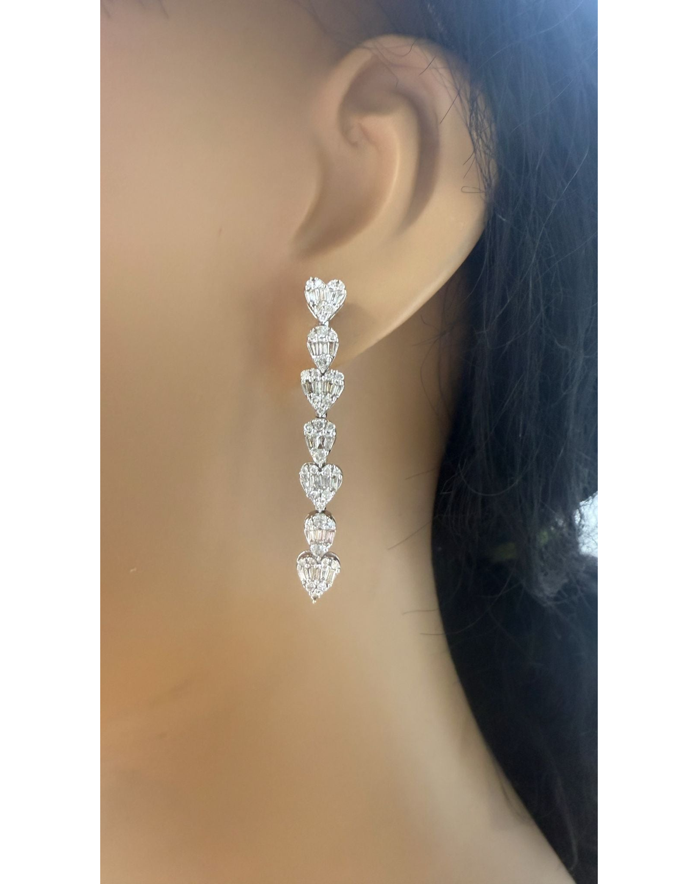 Fancy Heart Illusion Earrings | White Gold