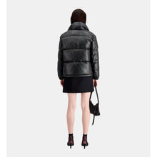 Faux Leather Puffer Jacket | Women | Black