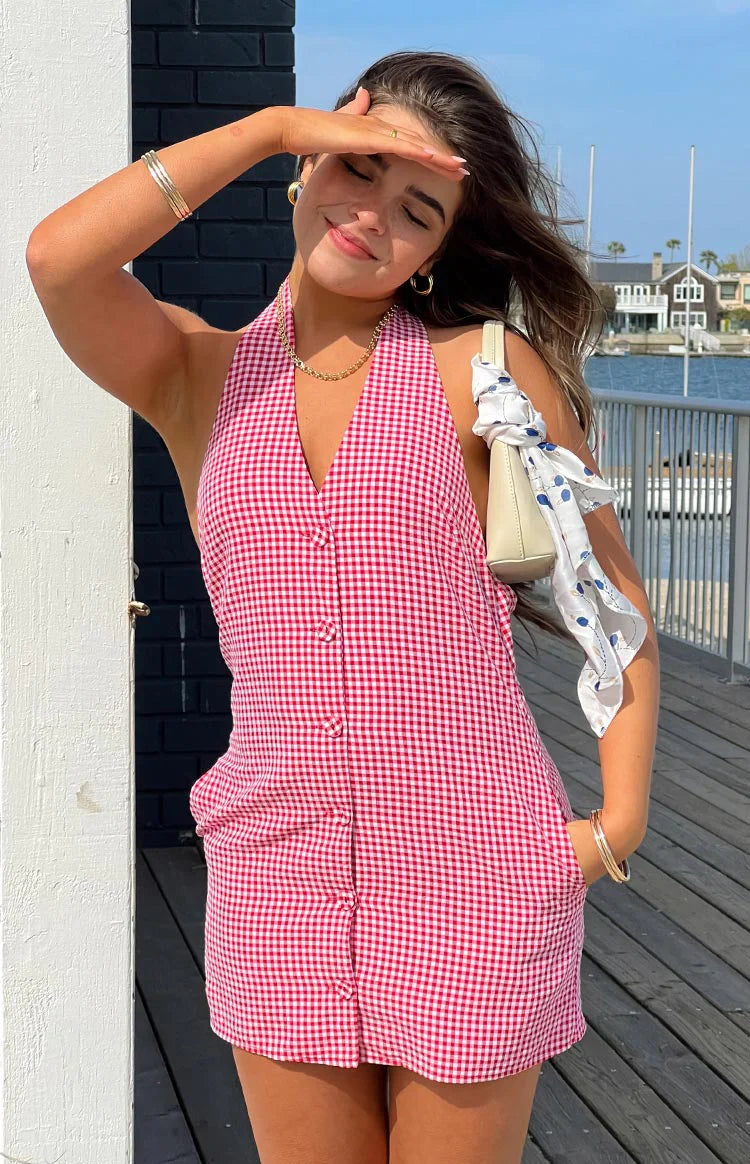 Felix Halter Mini Dress | Red Gingham