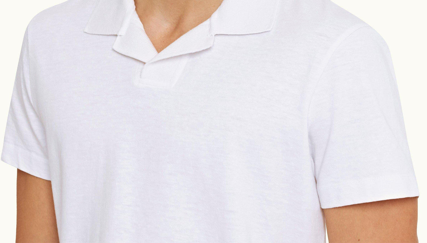 Felix Cotton Resort Collar Textured Cotton Polo Shirt | White