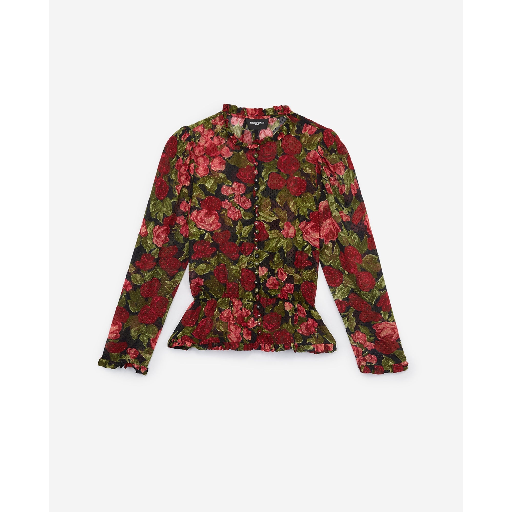 Floral Print Dress Shirt | Women | Black x Red