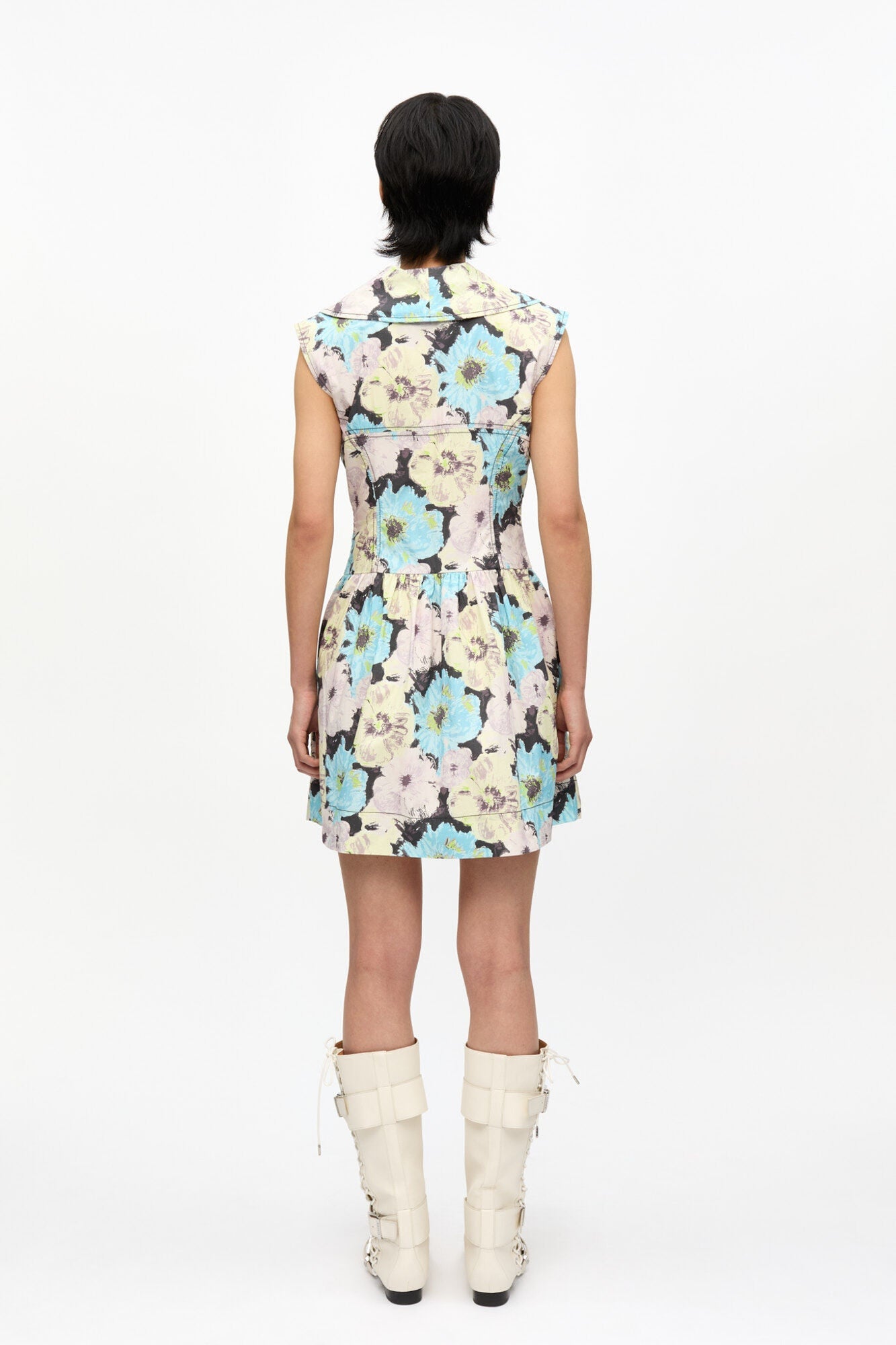 Floral Printed Cotton Mini Dress | Multicolour