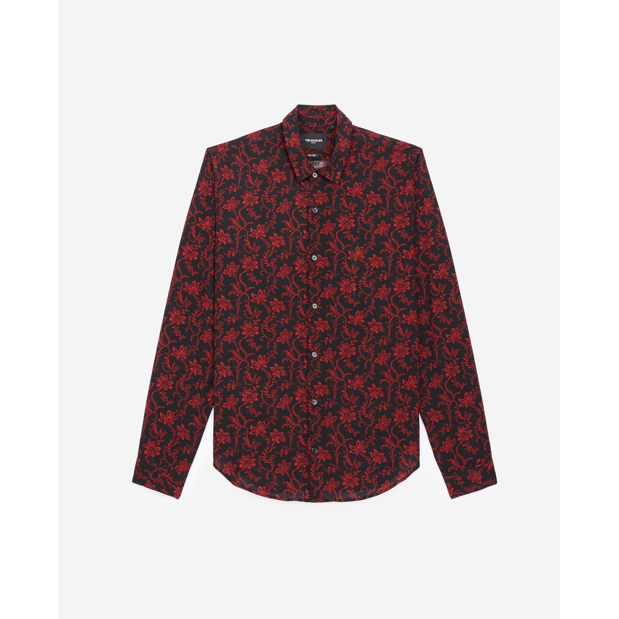 Floral Printed, Flowing Shirt | Men | Black x Red