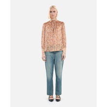 Flower Print Silk Top | Women | Camel x Brown