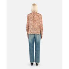 Flower Print Silk Top | Women | Camel x Brown