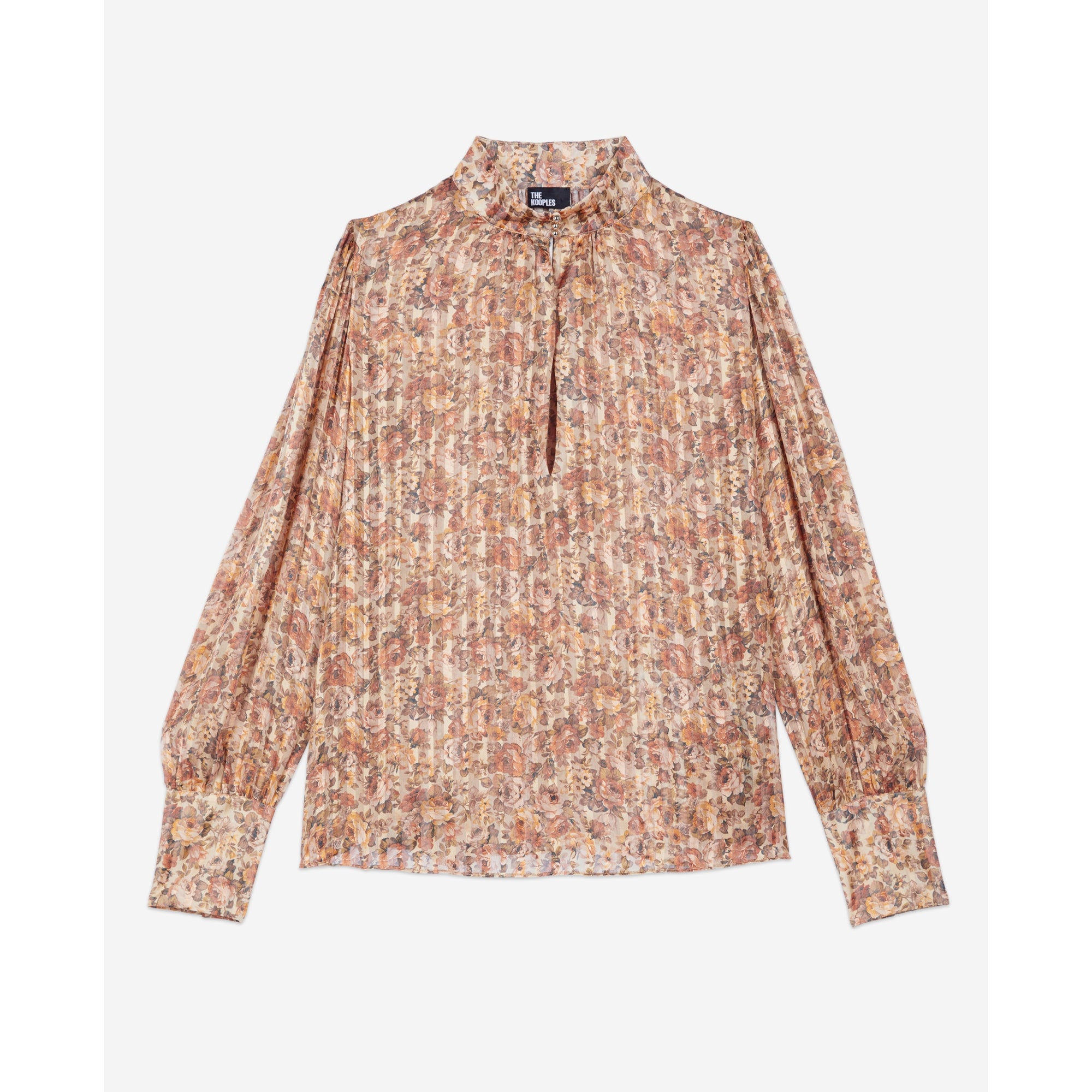 Flower Print Silk Top | Women | Camel x Brown