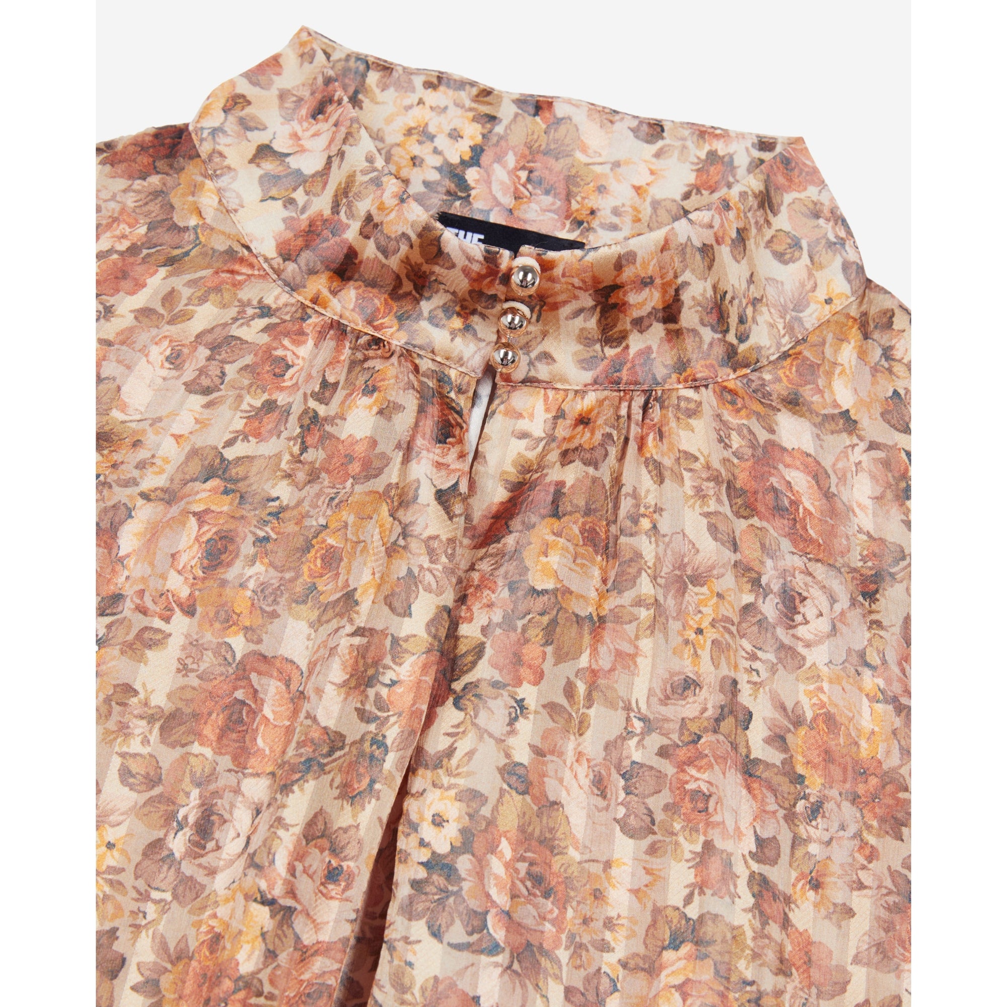 Flower Print Silk Top | Women | Camel x Brown