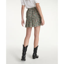 Flowing Short Frilly Skirt With Print | Women | Green