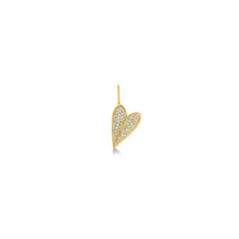 14K Recycled Gold Folded Heart Charm with lab grown diamond pavé work on the front of the charm.