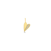 Folded Heart Charm with Half Diamond Pavé on a white background