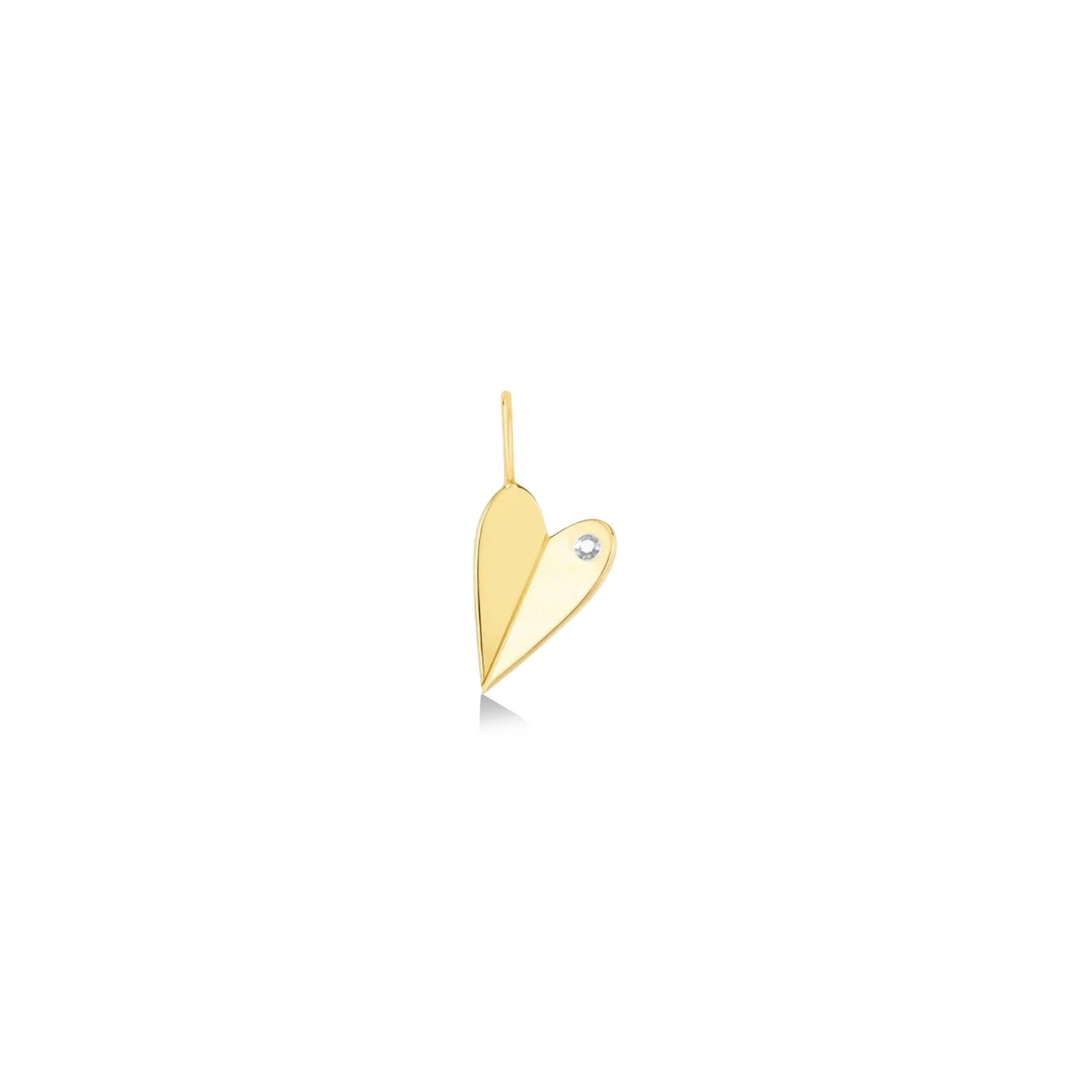 Folded Heart Charm with April's Birthstone: Diamond