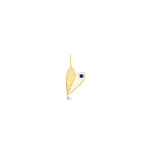 Folded Heart Charm with September's Birthstone: Sapphire