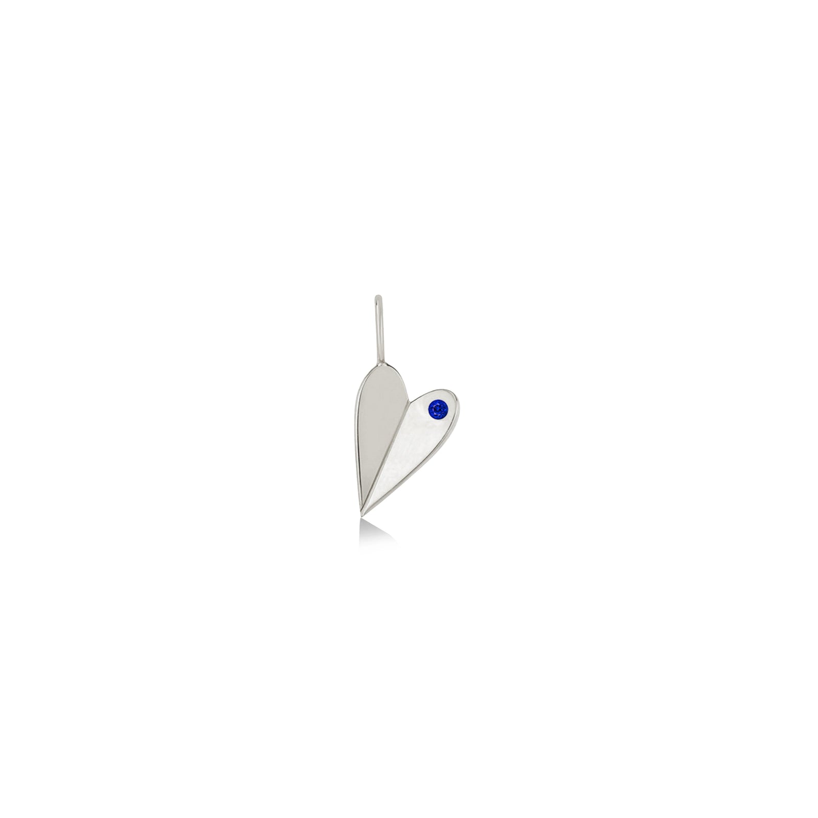 Folded Heart Charm with September's Birthstone: Sapphire